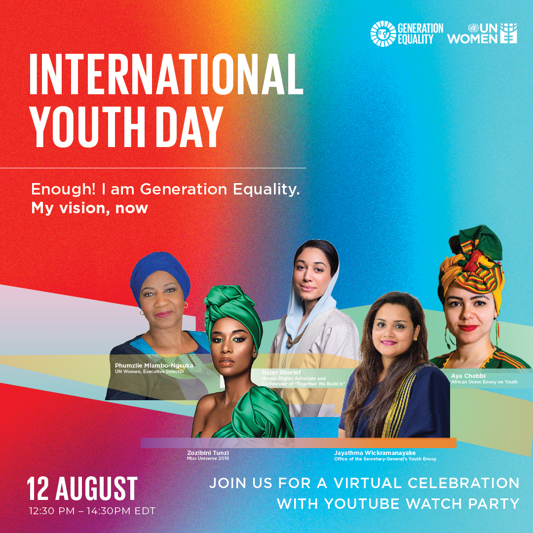 Join us for a virtual celebration of International Youth Day with Youtube watch . Live on 12 August, 12.30-14.30 EDT.