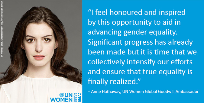 Anne Hathaway, UN Women Goodwill Ambassador photo and quote