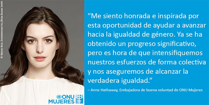 ONU Mujeres nombra a Anne Hathaway Embajadora de buena voluntad | UN Women