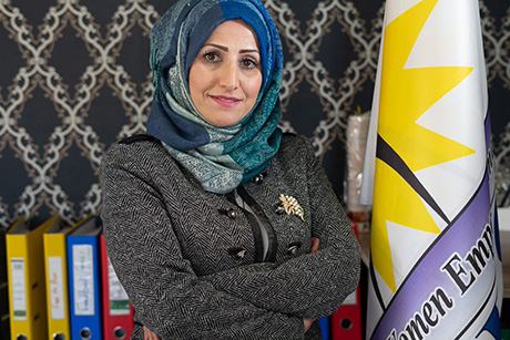 Madina Mousa, Syrian refugee and Protection Supervisor at the Women’s Empowerment Organization (WEO) in Iraq. Photo: UN Women/ Said Elmobasher