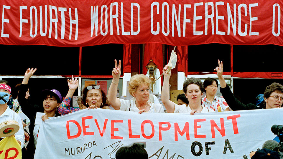Participants at the Non-Governmental Organizations Forum meeting held in Huairou, China, as part of the United Nations Fourth World Conference on Women held in Beijing, China on 4-15 september 1995. UN Photo/Milton Grant